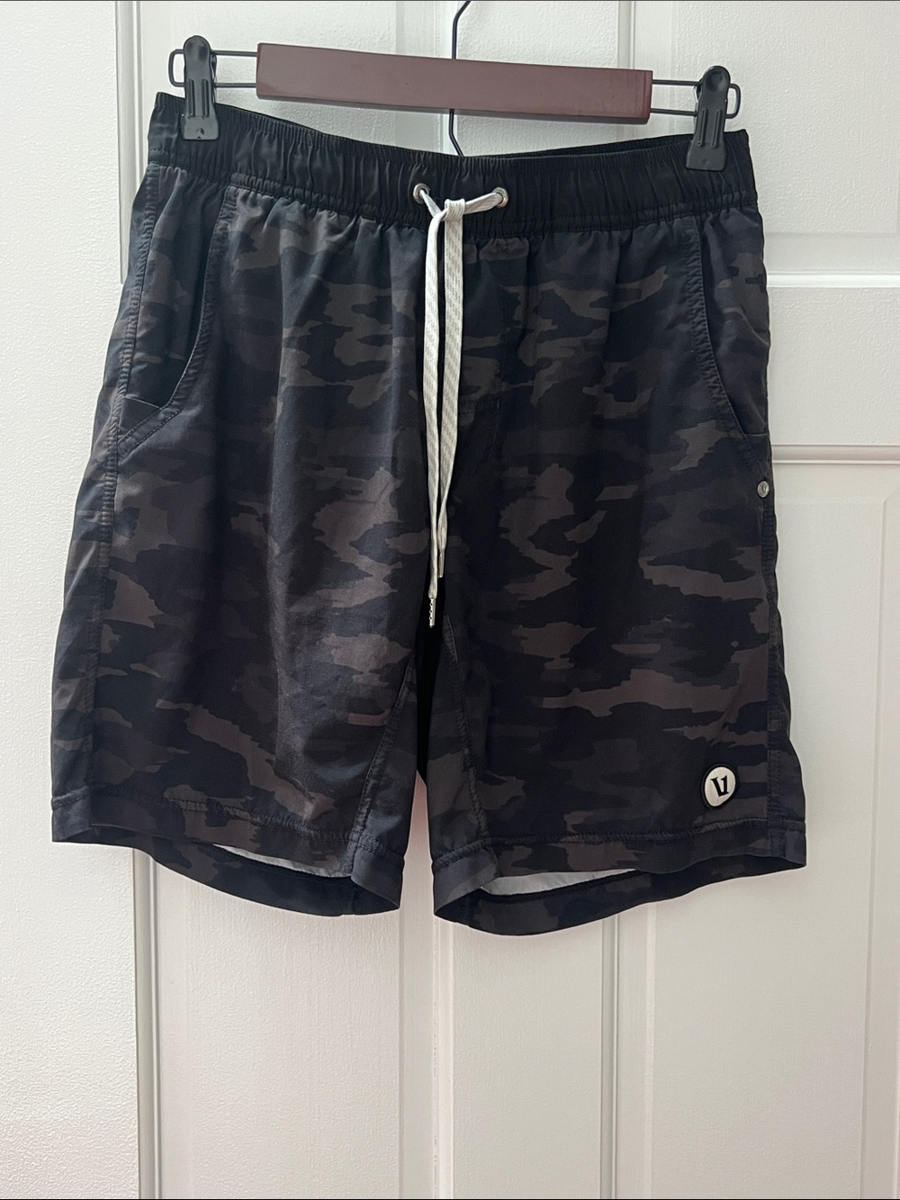 Vuori Black and Charcoal Camo Training Shorts
